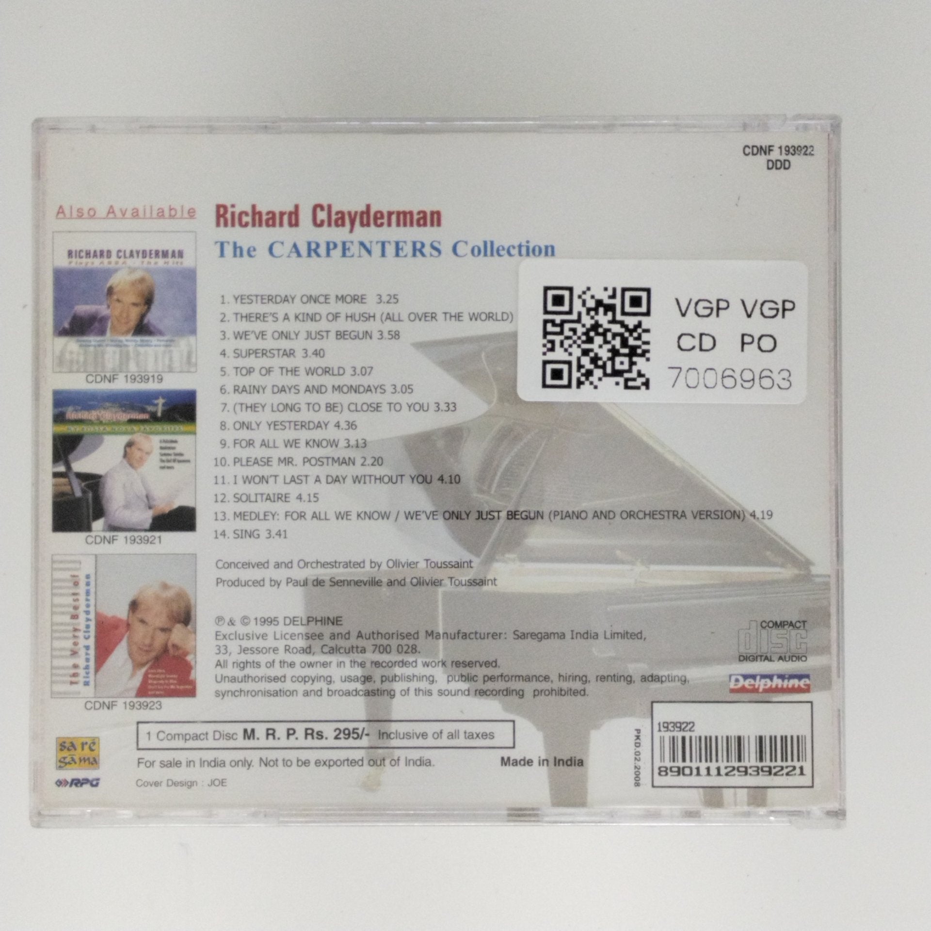 Richard Clayderman - The Carpenters Collection (CD)