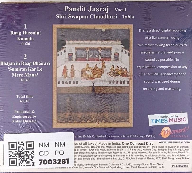 Pandit Jasraj, Shri Swapan Chaudhuri - Raga Hussaini Kanda, Bhajan in Raag Bhairavi (CD)