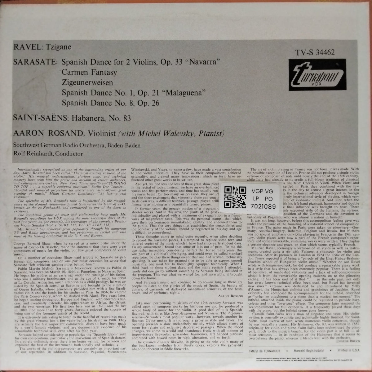 Aaron Rosand - Ravel / Sarasate / Saint-Saëns (Vinyl)