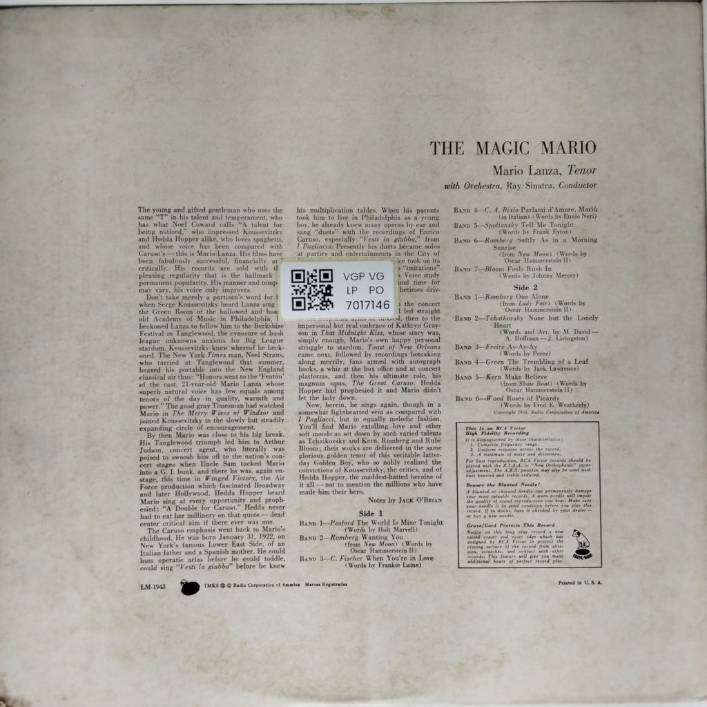 Mario Lanza - The Magic Mario (Vinyl)