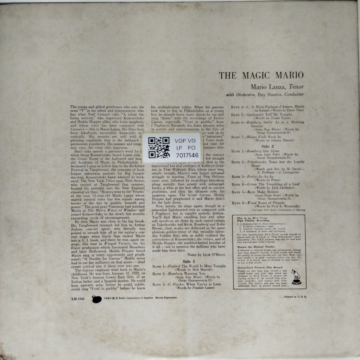 Mario Lanza - The Magic Mario (Vinyl)