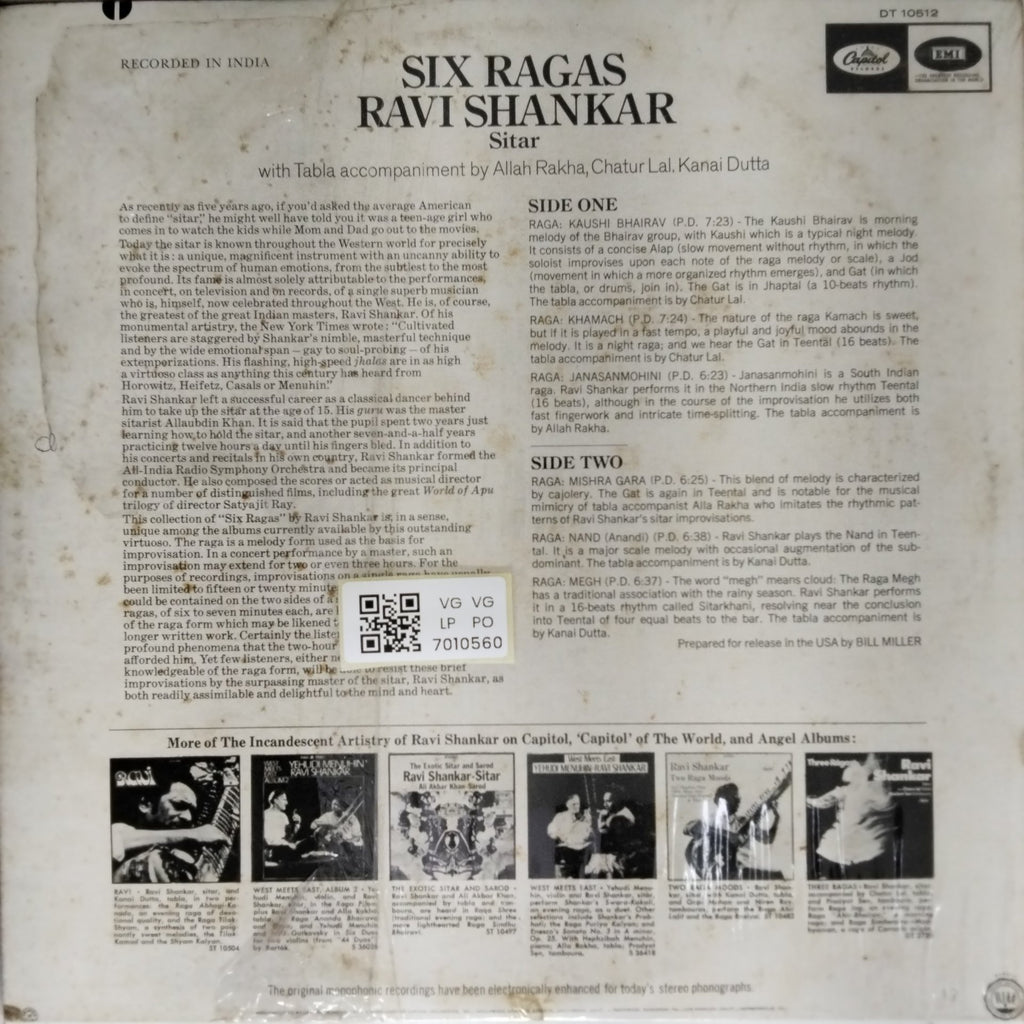 Ravi Shankar - Six Ragas (Vinyl)