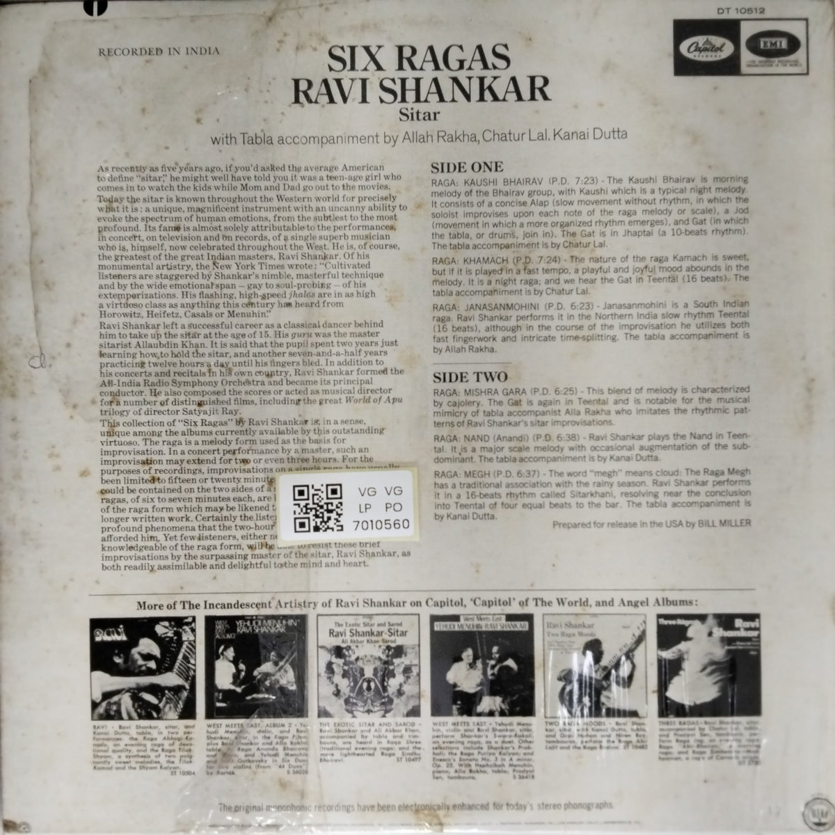 Ravi Shankar - Six Ragas (Vinyl)