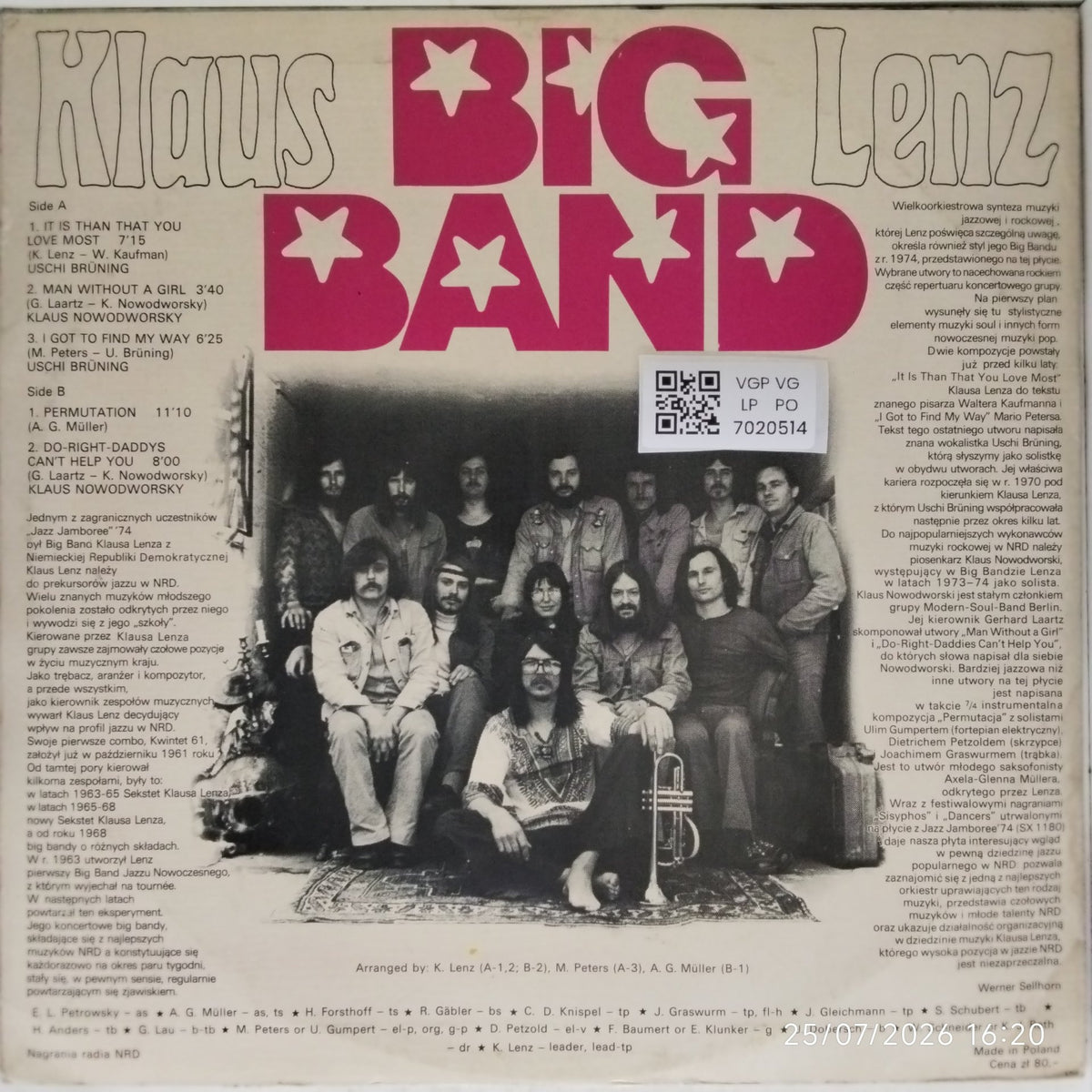 Klaus Lenz - Big Band (Vinyl)