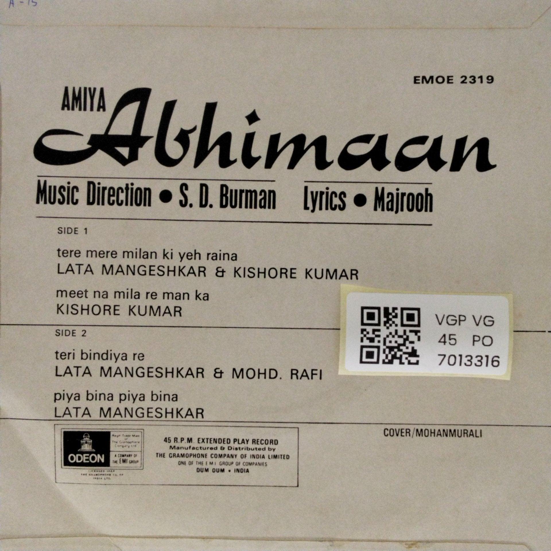 S. D. Burman - Abhimaan (45-RPM)