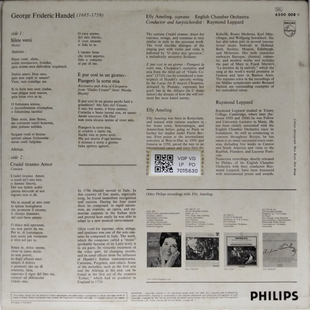 Elly Ameling, Raymond Leppard - Elly Ameling Singt Händel (Vinyl)