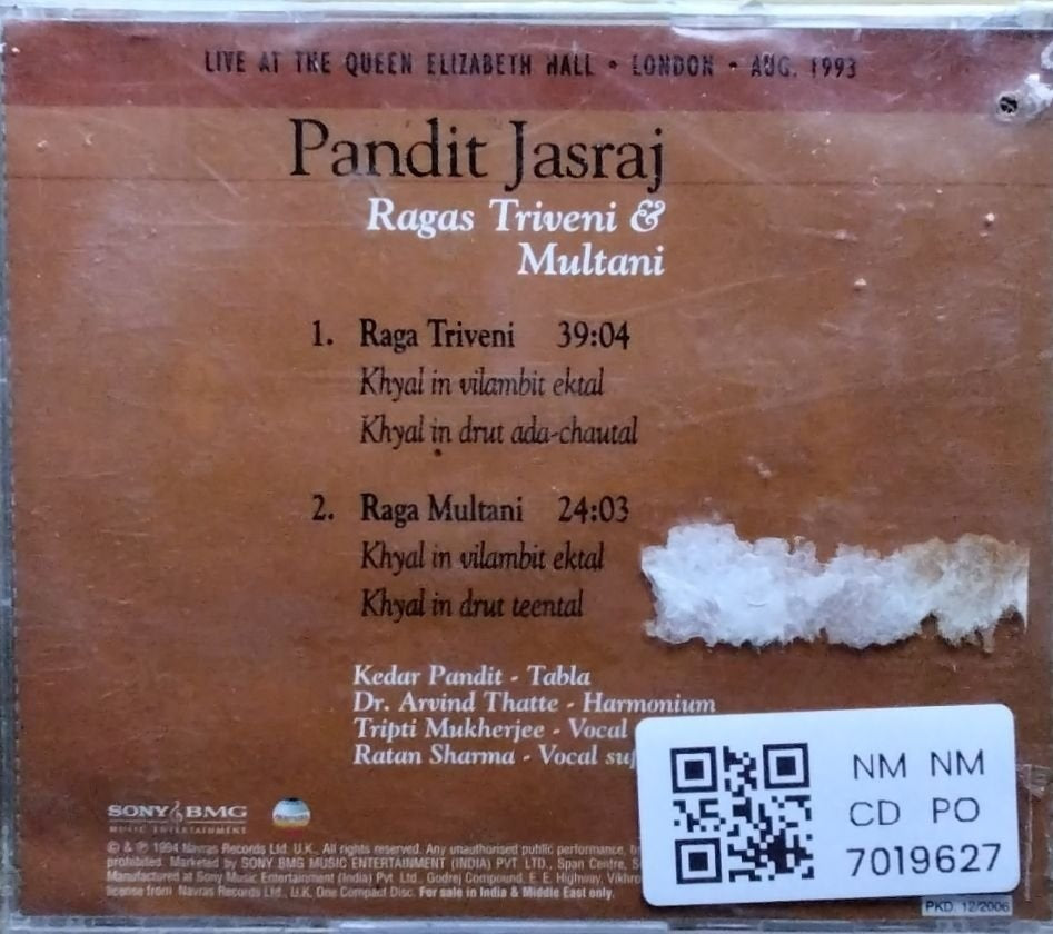 Pandit Jasraj - Ragas Triveni & Multani (CD)