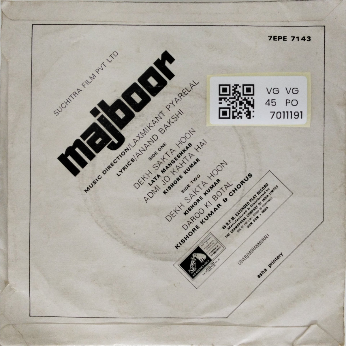 Laxmikant Pyarelal - Majboor (45-RPM)