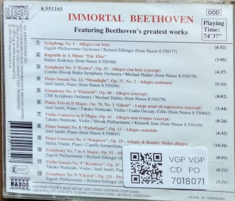 Jenő Jandó, Takako Nishizaki, Stefan Vladar, Barry Wordsworth, Richard Edlinger - Immortal Beethoven (CD)