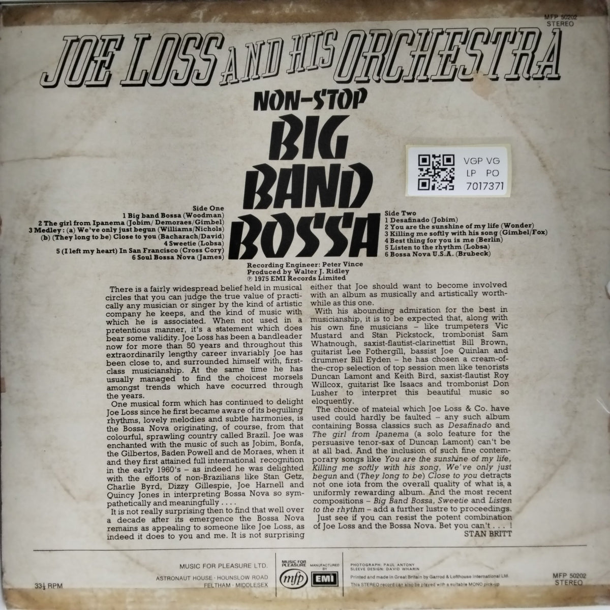 Joe Loss and His Orchestra - Non-Stop Big Band Bossa (Vinyl)
