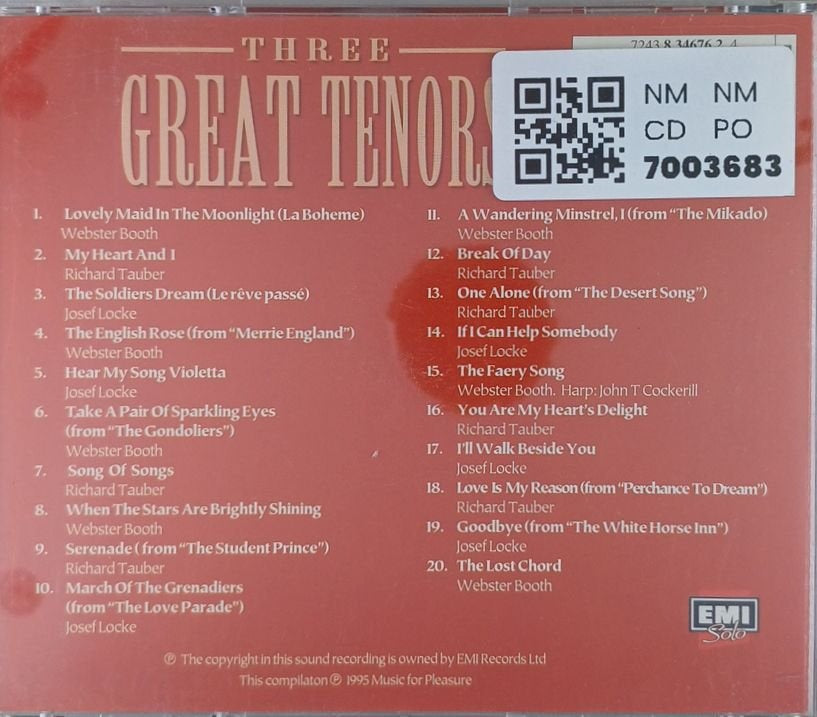 Josef Locke, Richard Tauber, Webster Booth - Three Great Tenors (CD)