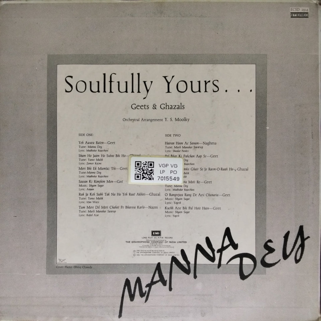Manna Dey - Soulfully Yours... (Vinyl)