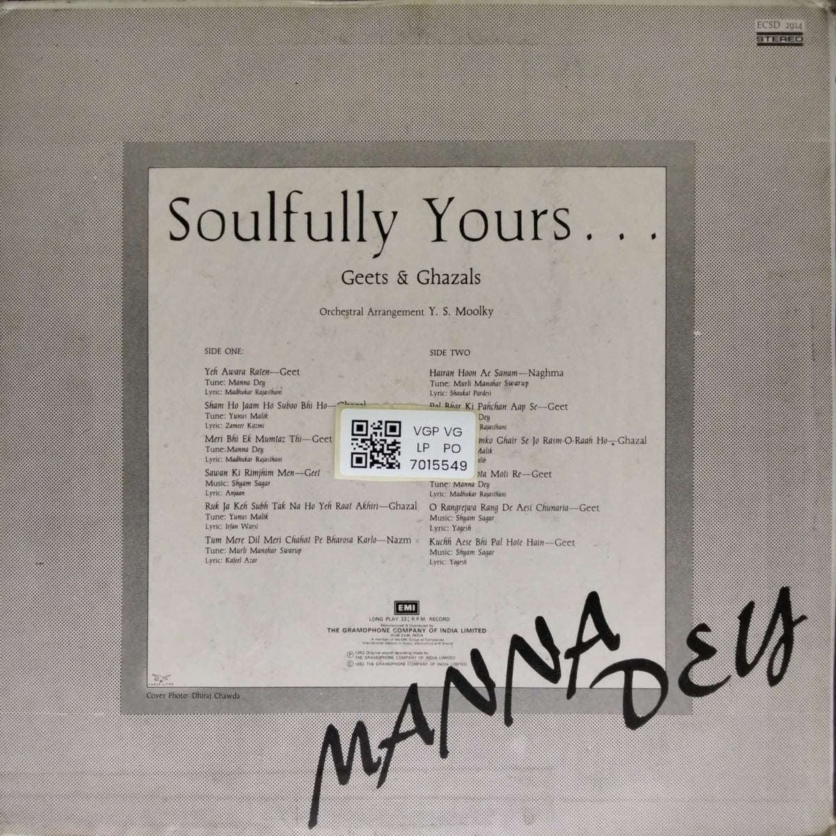 Manna Dey - Soulfully Yours... (Vinyl)