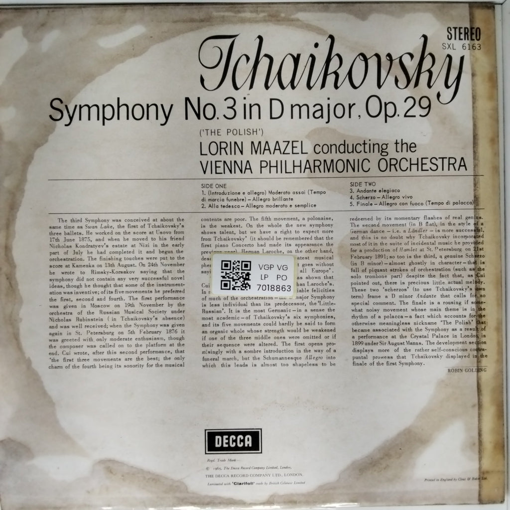 Tchaikovsky, Lorin Maazel, Vienna Philharmonic Orchestra - Symphony No.3 (Vinyl)