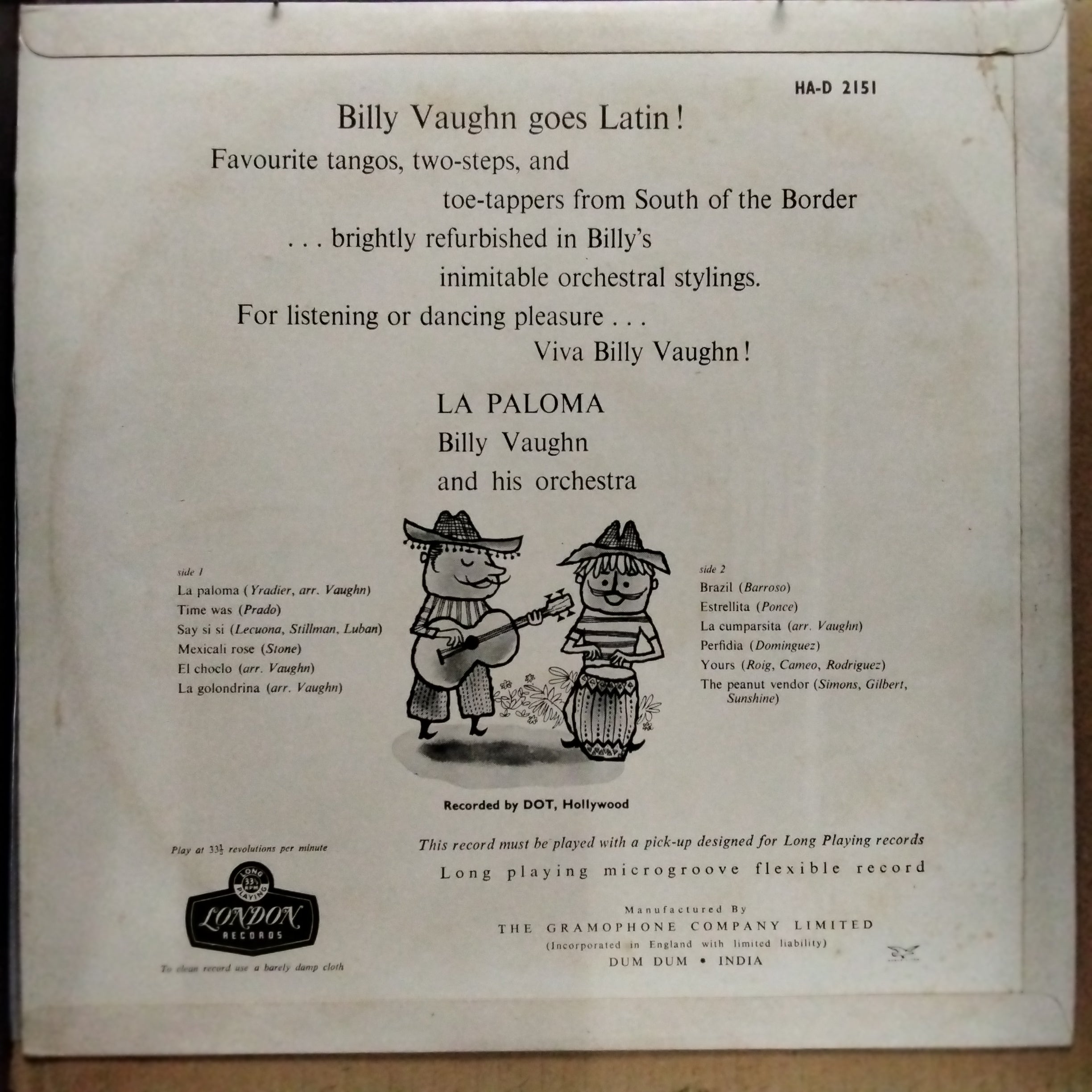 Billy Vaughn And His Orchestra  - La Paloma (Vinyl)