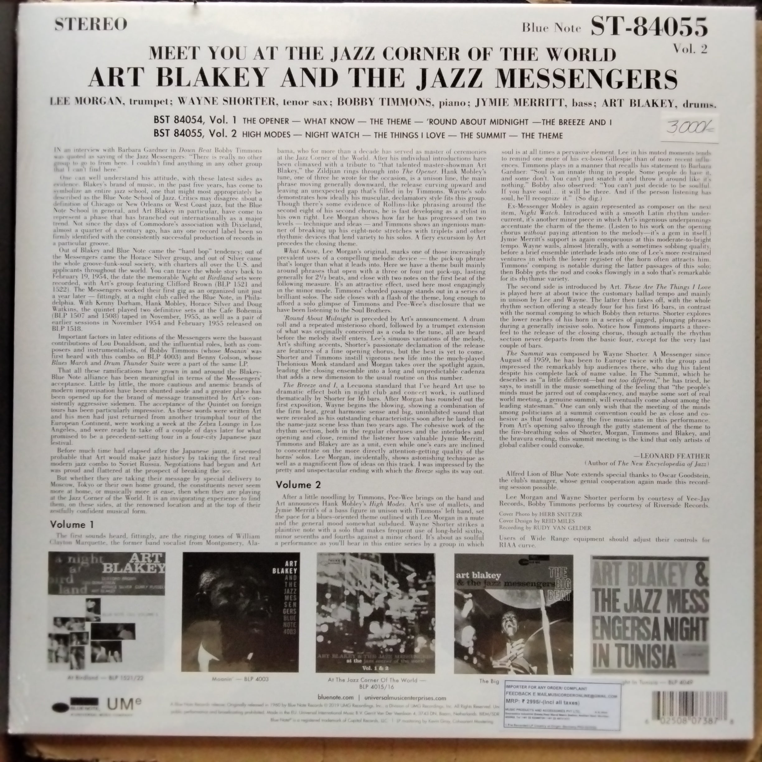 Art Blakey & The Jazz Messengers  - Meet You At The Jazz Corner Of The World (Volume 2) (Vinyl)