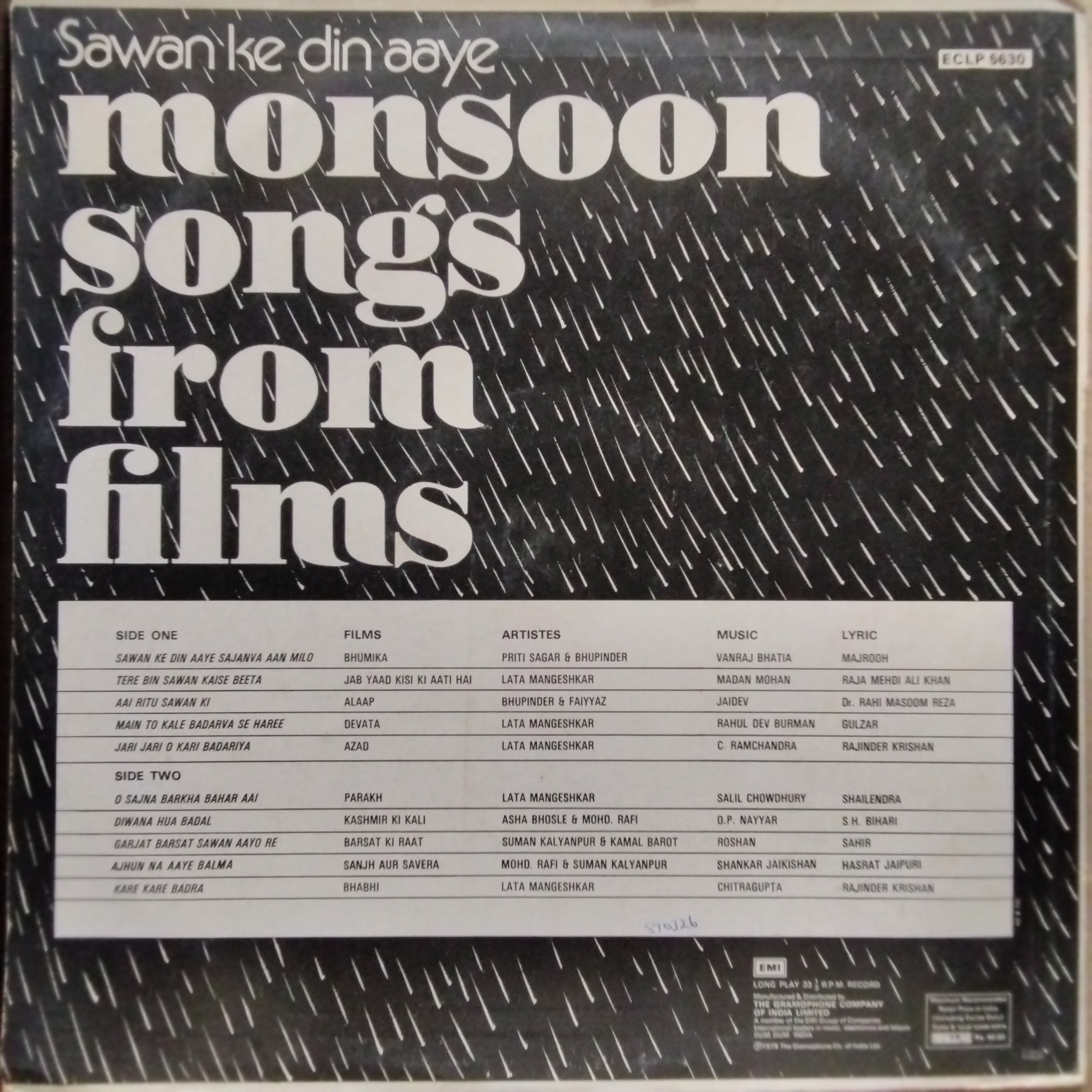 Various  - Monsoon Songs From Films, Sawan Ke Din Aaye (Vinyl)