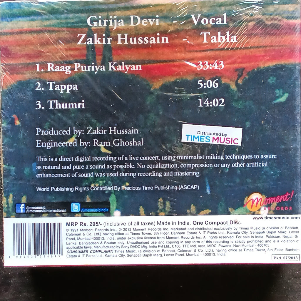 Girija Devi With Zakir Hussain  - Vocal (CD)