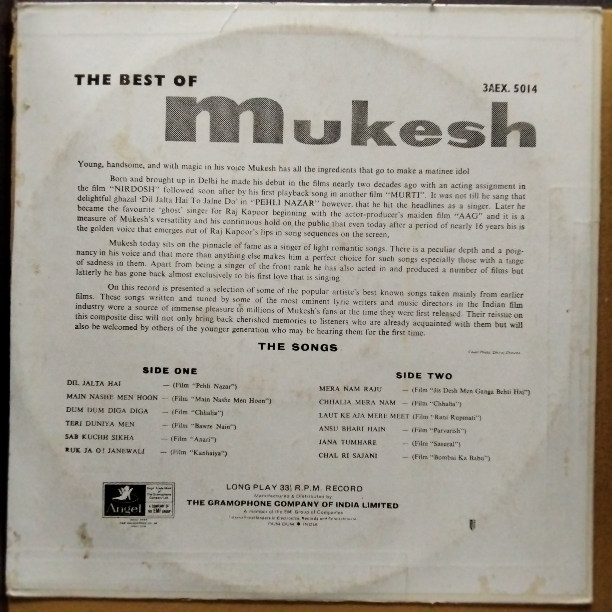 Mukesh  - The Best Of Mukesh (Vinyl)