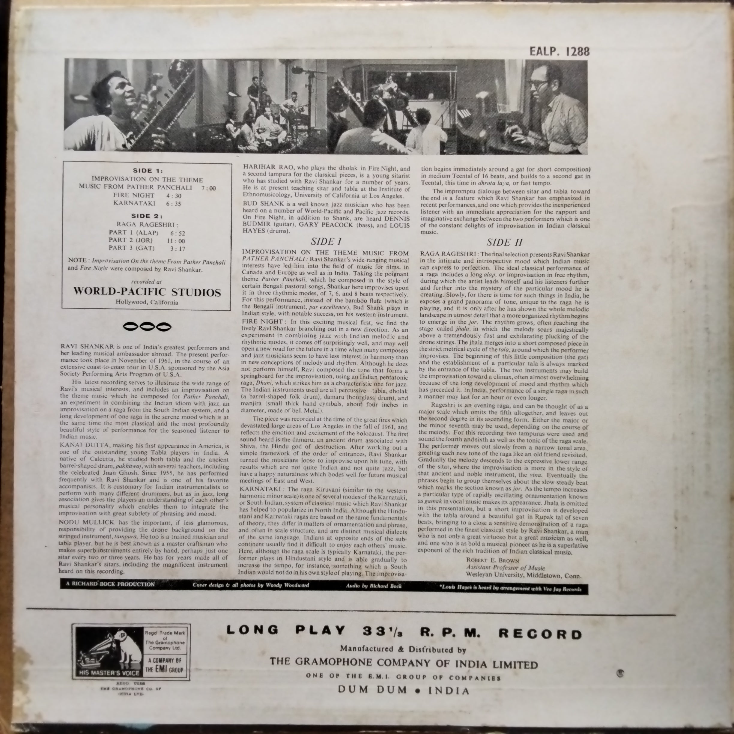 Ravi Shankar  - Improvisations & Theme From Panther Panchali (Vinyl)