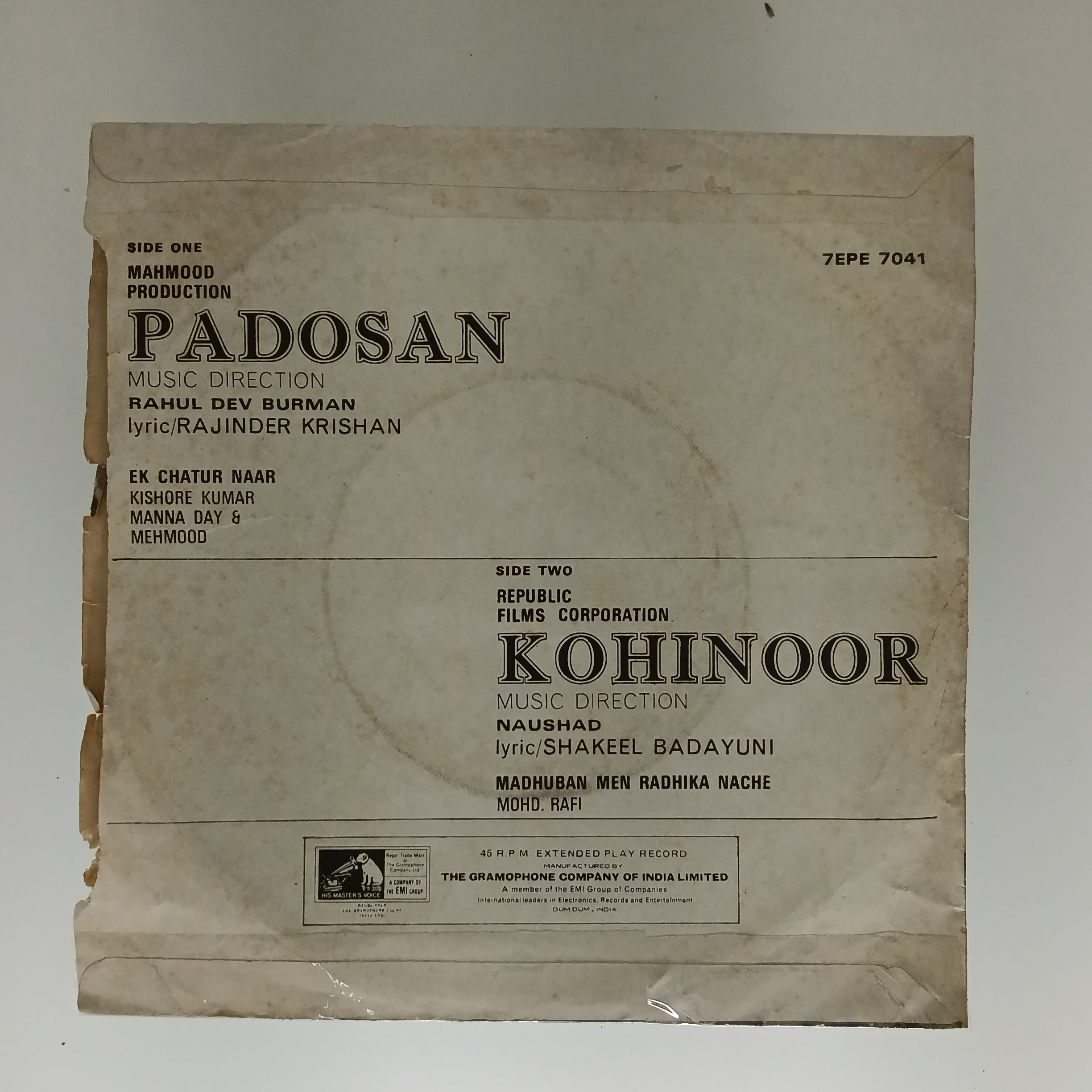 R. D. Burman / Naushad - Padosan / Kohinoor (45-RPM)