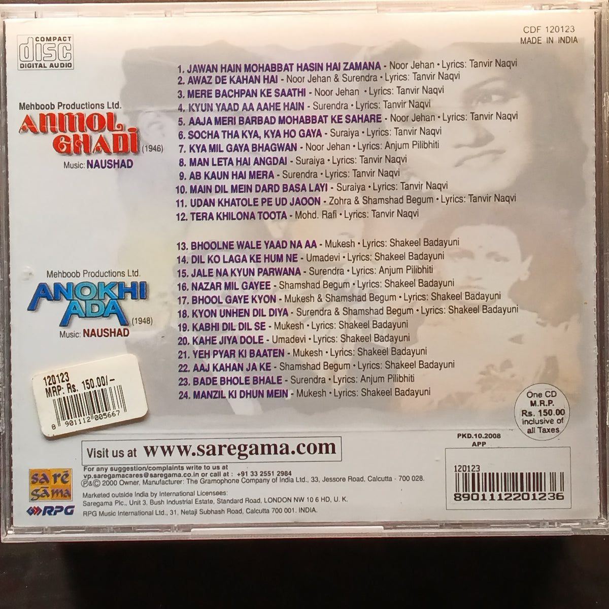 Naushad  - Anmol Ghadi + Anokhi Ada (CD)