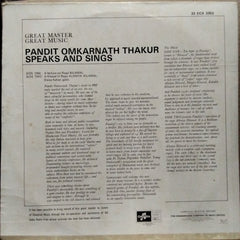 Omkarnath Thakur - Speaks And Sings (Vinyl)