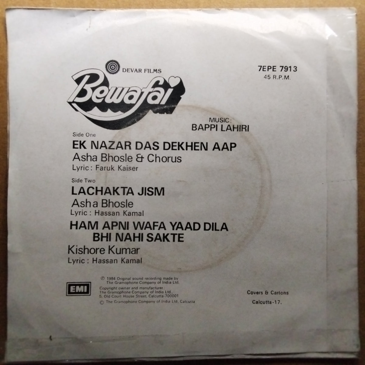 Bappi Lahiri  - Bewafai (45-RPM)