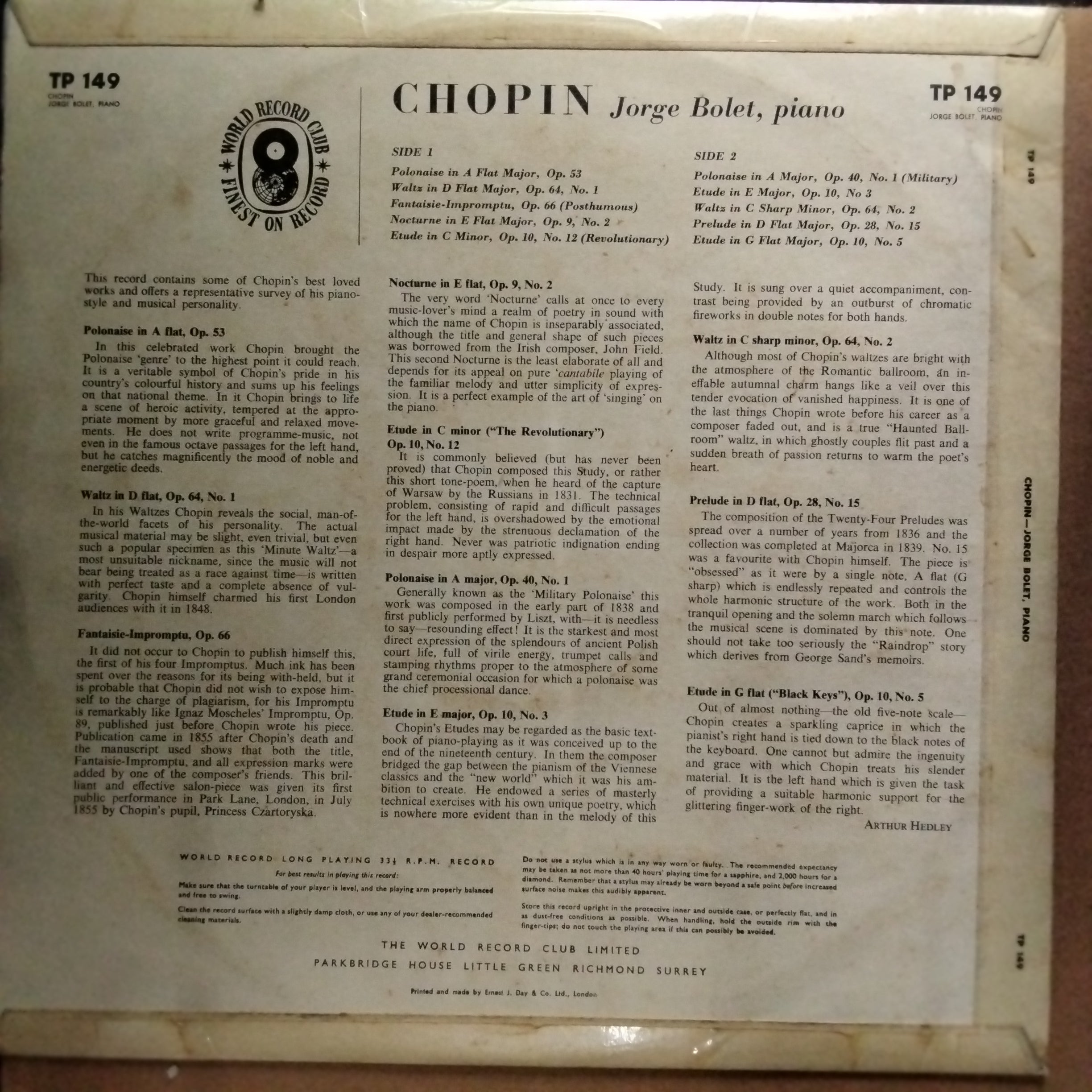 Jorge Bolet -  Chopin Recital (Vinyl)