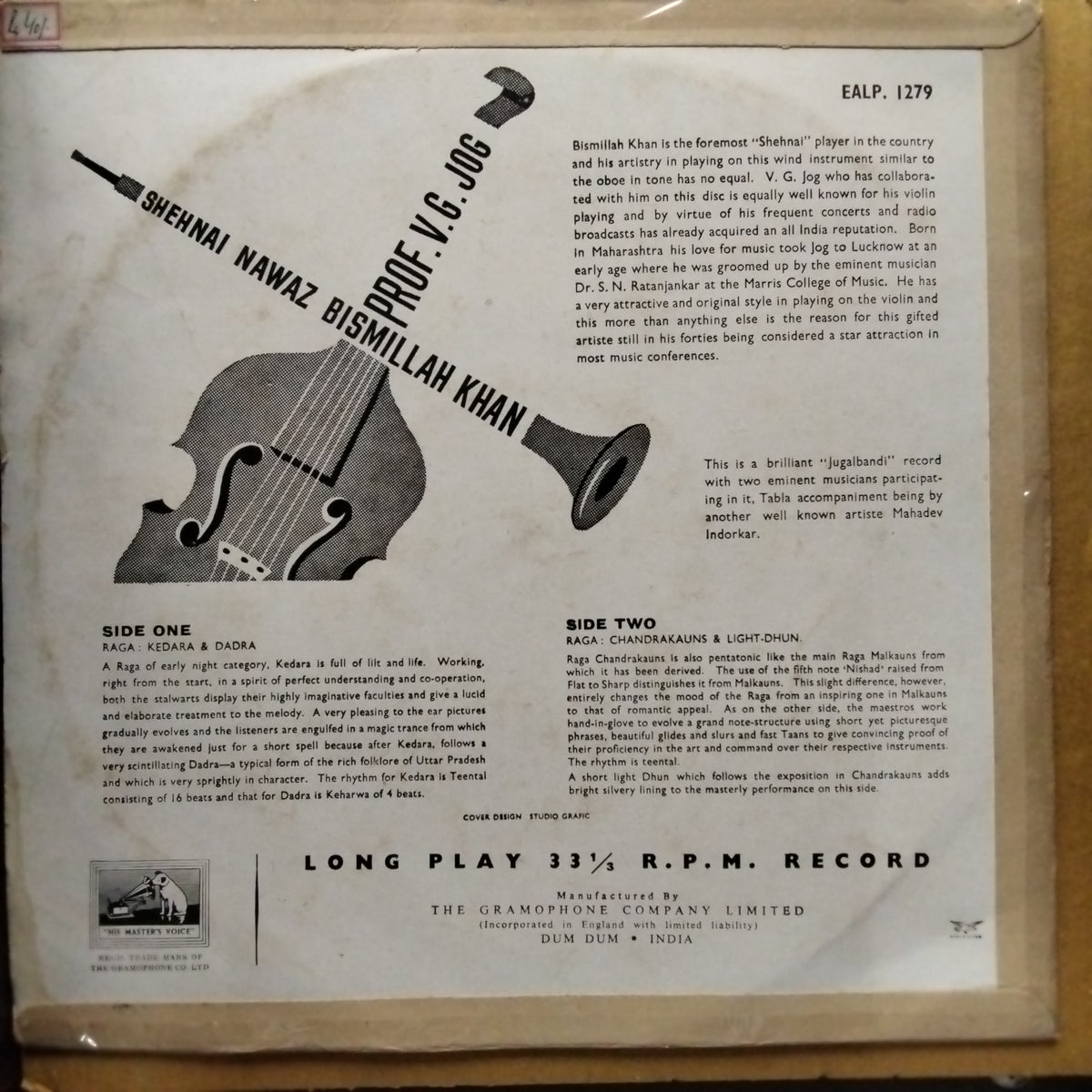 Shehnai Nawaz Bismillah Khan*, Professor V. G. Jog - Jugalbandi - Shehnai & Violin (Vinyl)