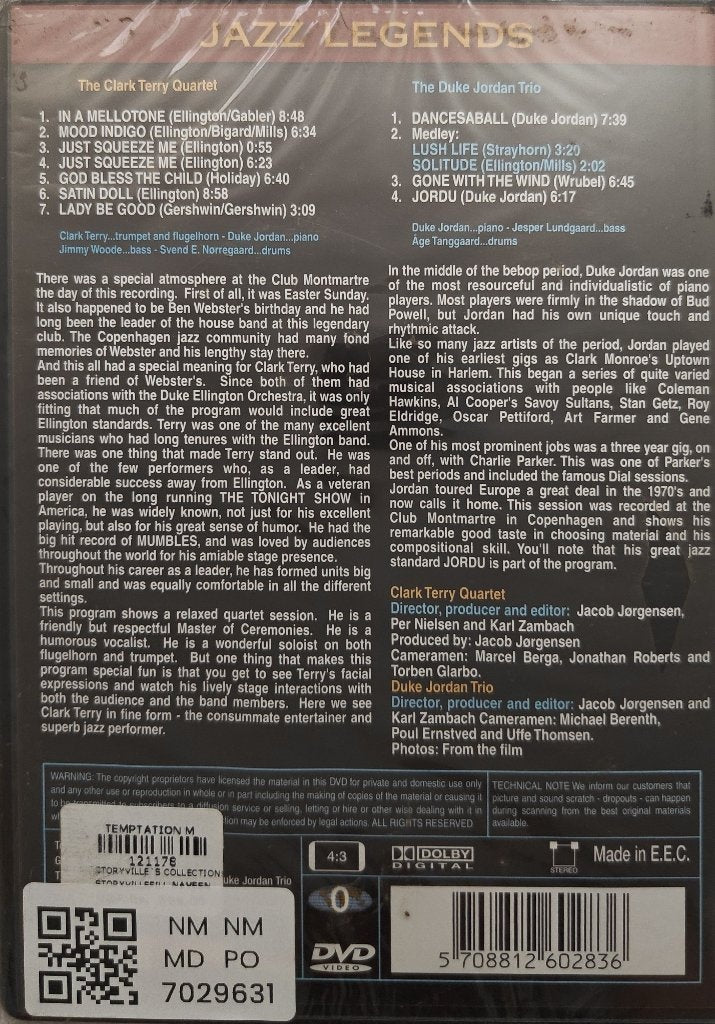 The Clark Terry Quartet, The Duke Jordan Trio - Jazz Legends: The Clark Terry Quartet & The Duke Jordan Trio (Music-DVD)
