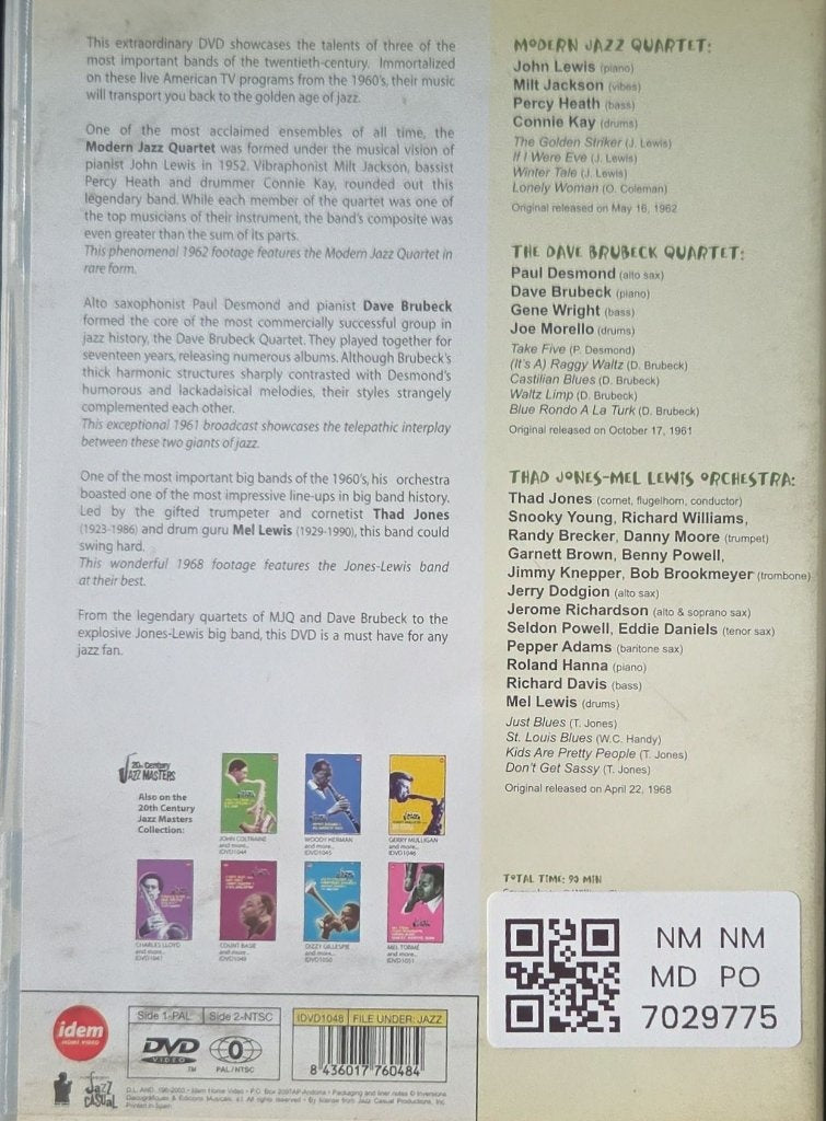 Modern Jazz Quartet, Dave Brubeck, Thad Jones-Mel Lewis - 20th Century Jazz Masters: M.J.Q. plus Dave Brubeck & Thad Jones-Mel Lewis (Music-DVD)