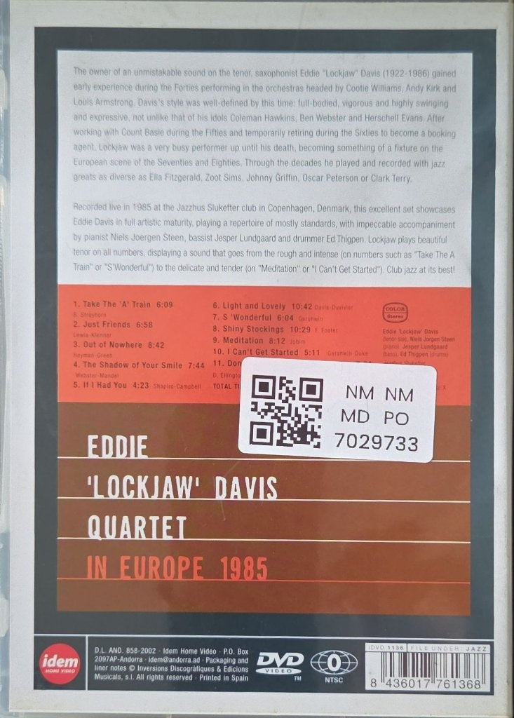 Eddie 'Lockjaw' Davis Quartet - In Europe 1985 (Music-DVD)