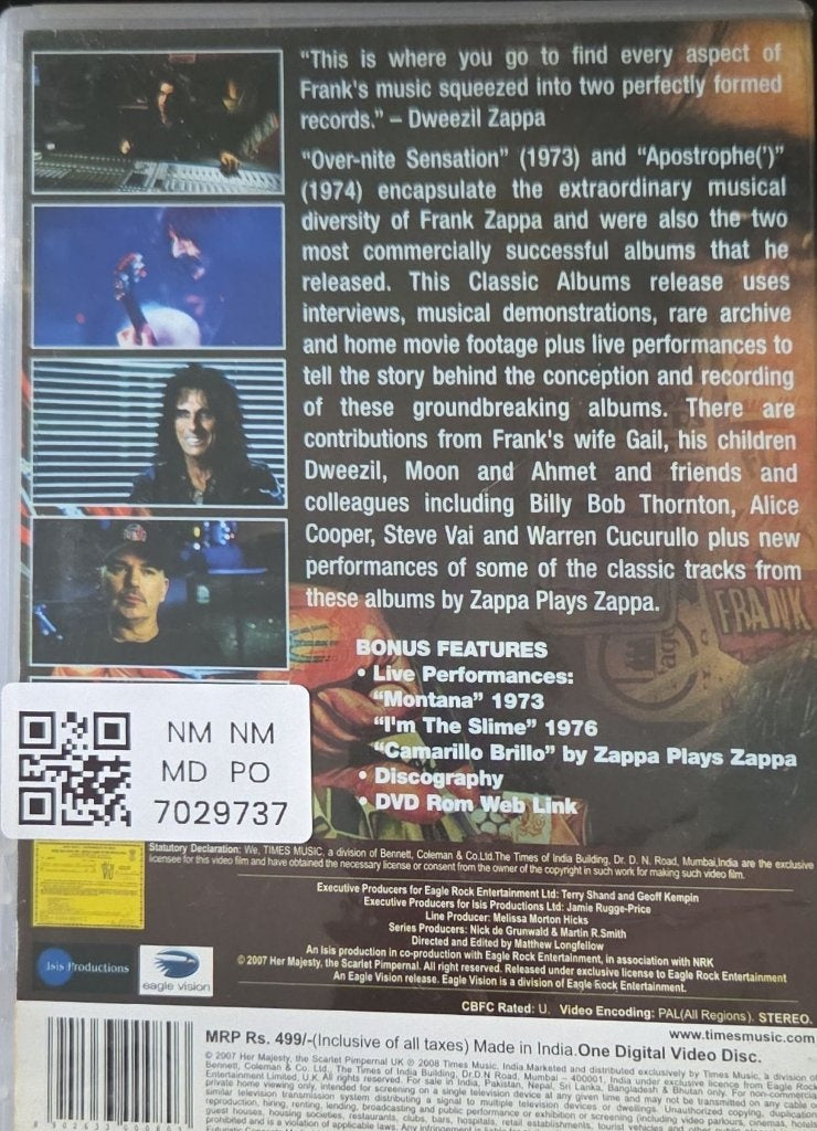 Frank Zappa - Apostrophe (') / Over-nite Sensation (Music-DVD)