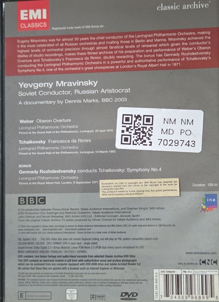 Yevgeny Mravinsky - Soviet Conductor, Russian Aristocrat (Music-DVD)