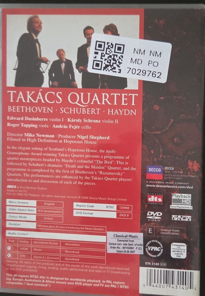 Takács Quartet - Beethoven Schubert Haydn (Music-DVD)