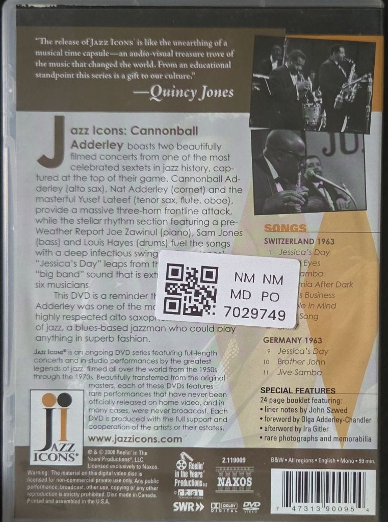 Cannonball Adderley - Live in '63 (Music-DVD)