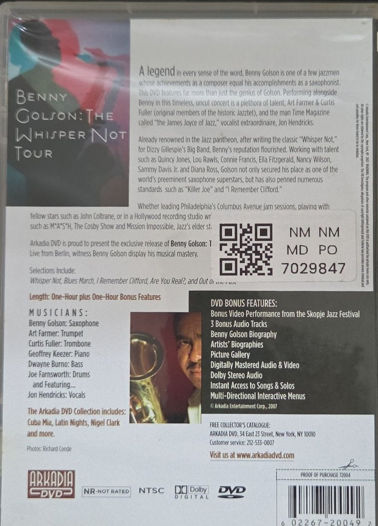 Benny Golson - The Whisper Not Tour (Music-DVD)