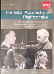 Jascha Heifetz, Artur Rubinstein, Gregor Piatigorsky - Beethoven Piano Concerto No.4, Mendelssohn Violin Concerto, Walton Cello Concerto (Music-DVD)