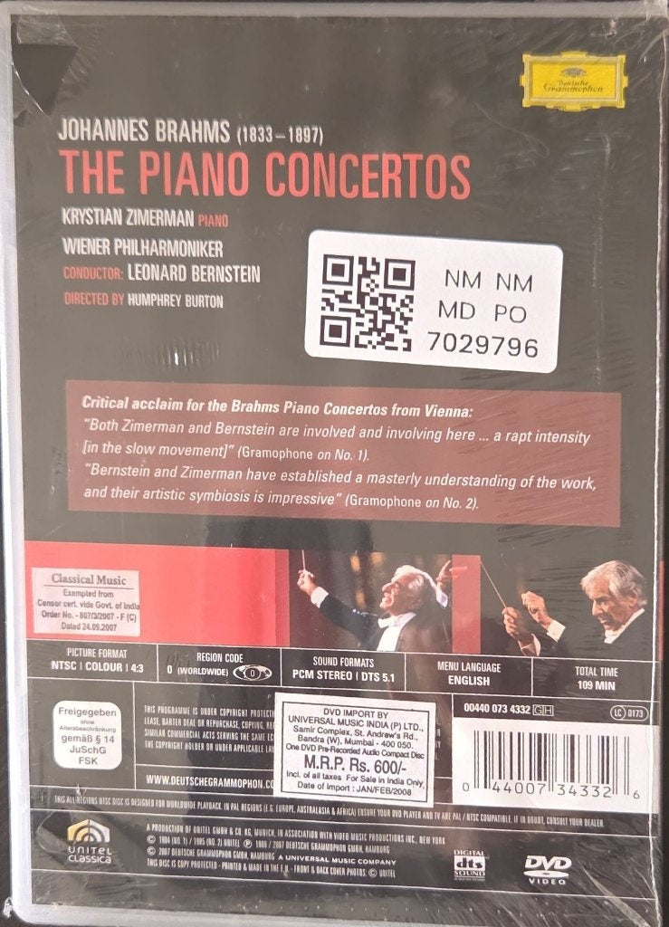 Leonard Bernstein, Krystian Zimerman - Brahms: The Piano Concertos (Music-DVD)