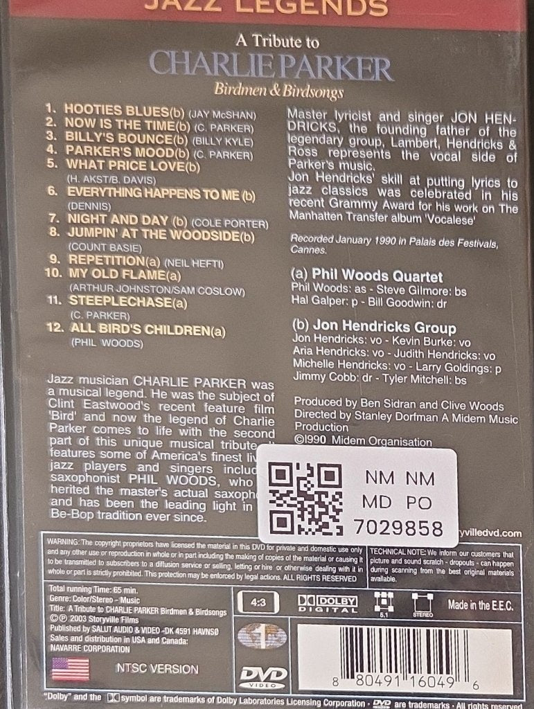 Jon Hendricks Group, Phil Woods Quartet - A Tribute to Charlie Parker: Birdmen & Birdsongs Volume 2 (Music-DVD)