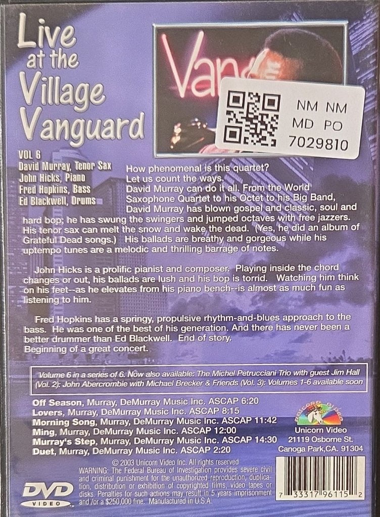David Murray Quartet - Live at the Village Vanguard Volume 6 (Music-DVD)