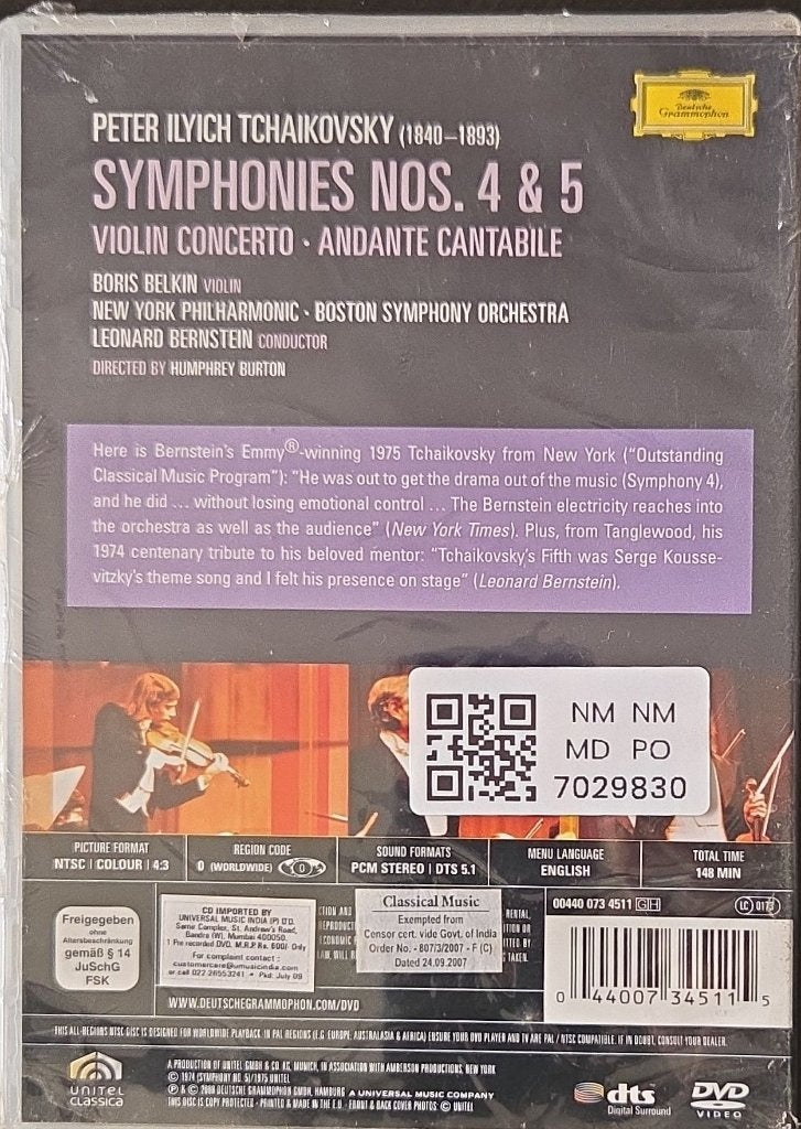 Leonard Bernstein - Symphonies Nos. 4 & 5, Violin Concerto, Andante Cantabile (Music-DVD)