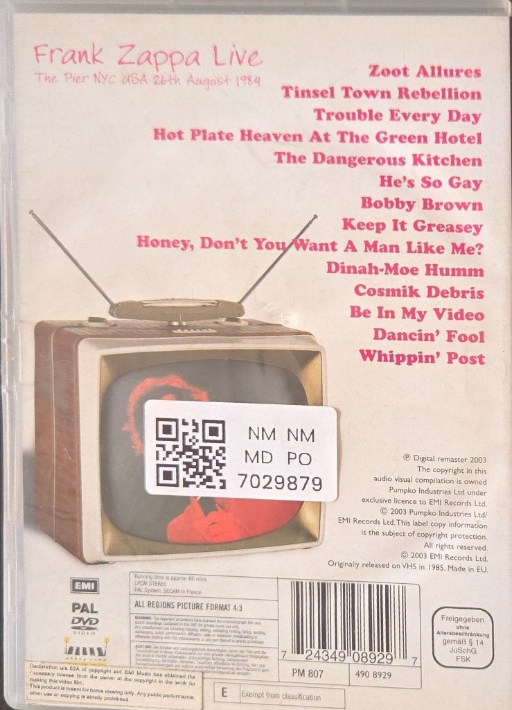 Frank Zappa - Frank Zappa Live: The Pier NYC USA 26th August 1984 (Music-DVD)