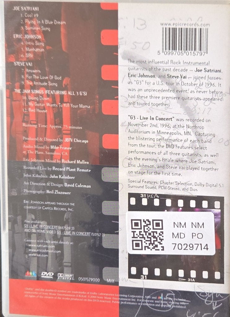 Joe Satriani, Eric Johnson, Steve Vai - G3 Live in Concert (Music-DVD)