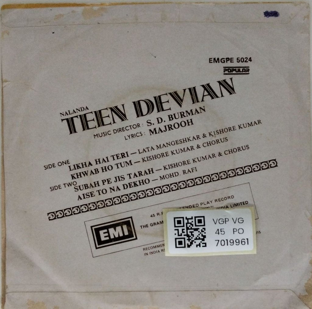 S. D. Burman - Teen Devian (45-RPM)