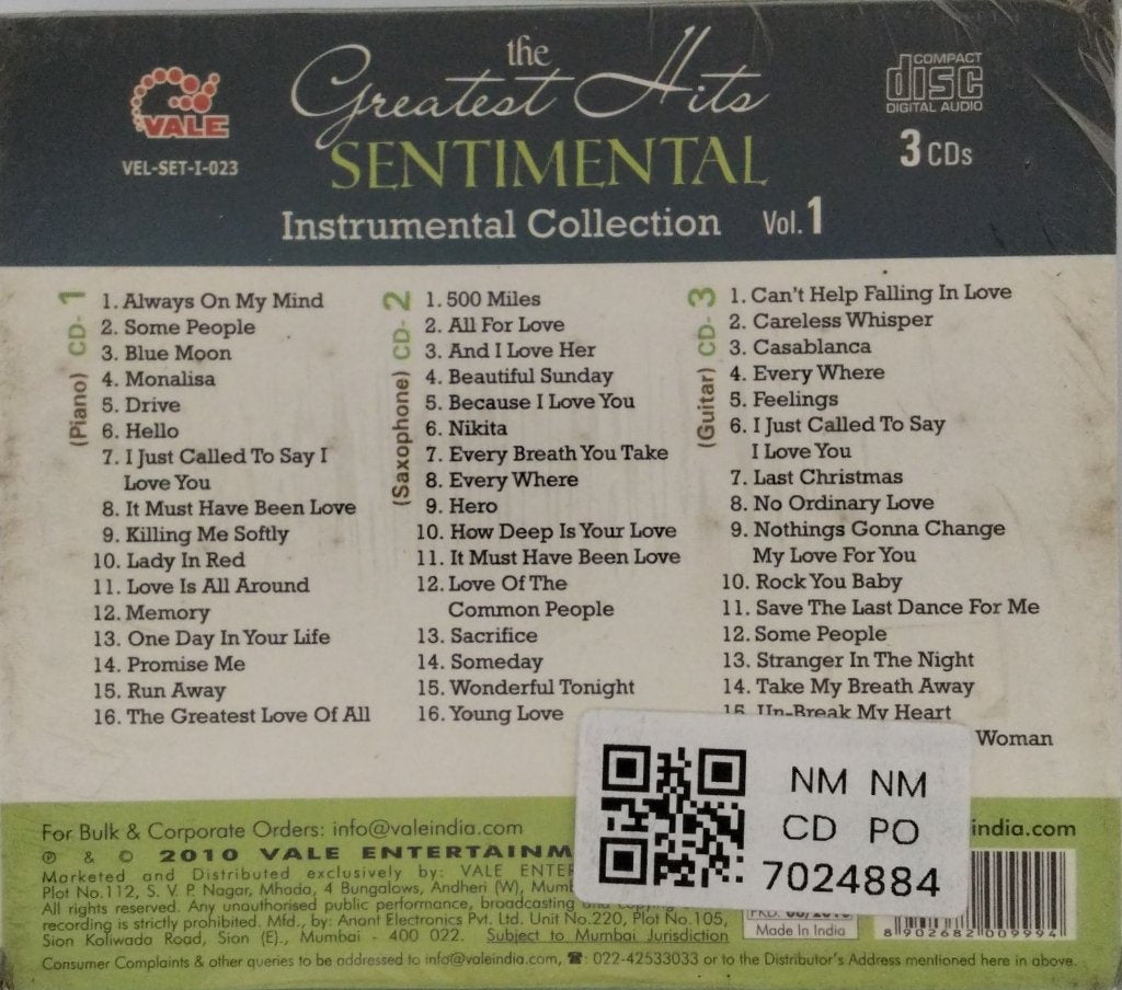 Various - The Greatest Hits Sentimental Instrumental Collection Vol. 1 (CD) (3)