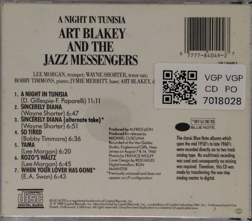 Art Blakey & The Jazz Messengers - A Night in Tunisia (CD)