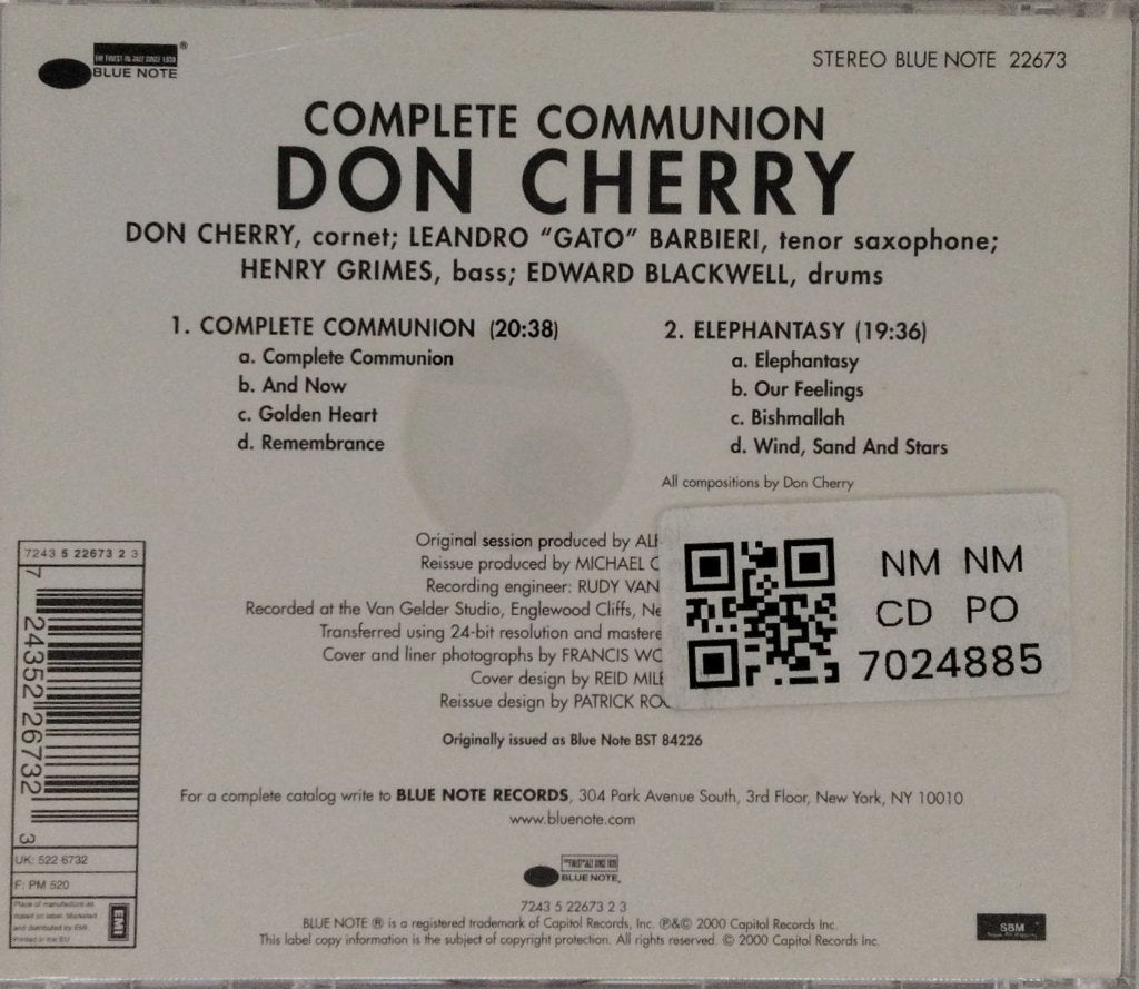 Don Cherry, Leandro 'Gato' Barbieri, Henry Grimes, Edward Blackwell - Complete Communion (CD)