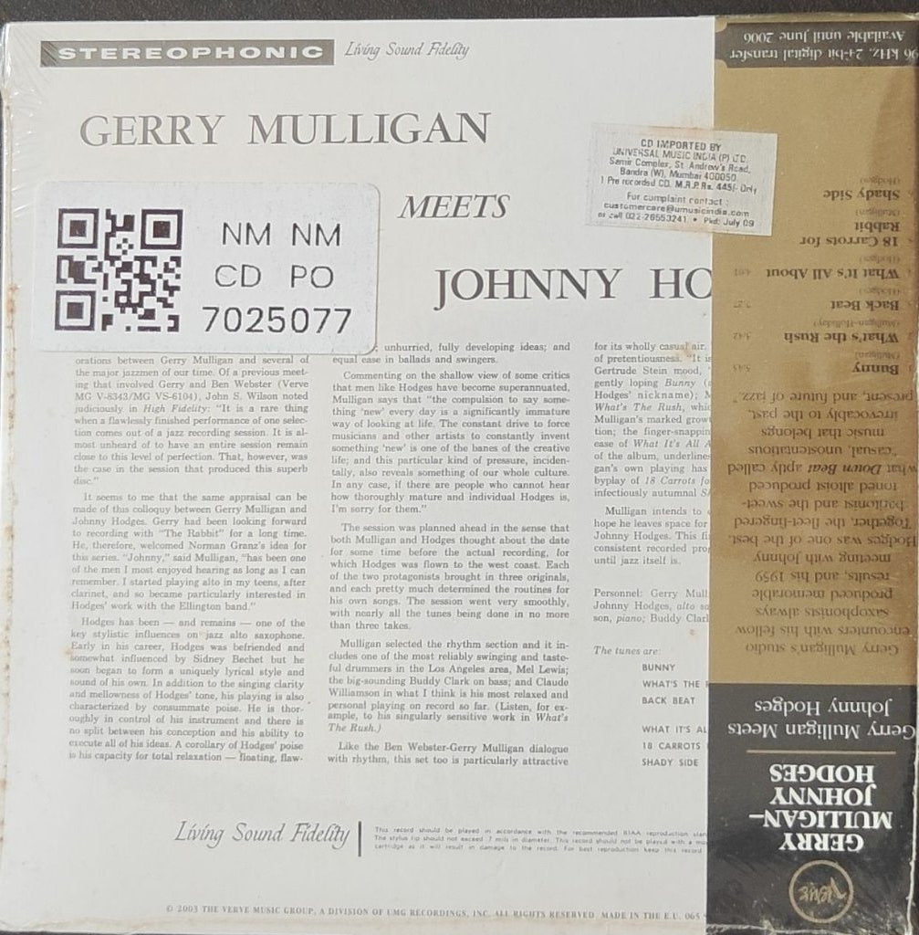 Gerry Mulligan, Johnny Hodges - Gerry Mulligan Meets Johnny Hodges (CD)